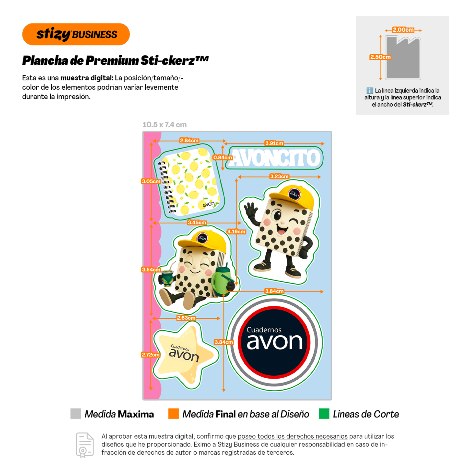 Muestra digital de plancha de stickers Avon